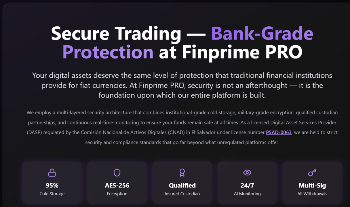 Finprime.pro secure cryptocurrency trading infrastructure